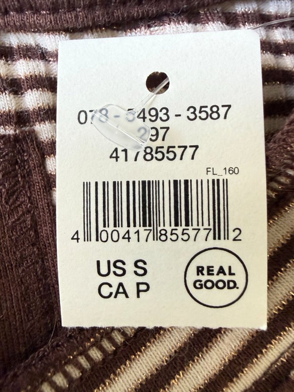 NWT Aerie Brown Metallic Striped Waffle Knit Thermal Top Small - Picture 6 of 9